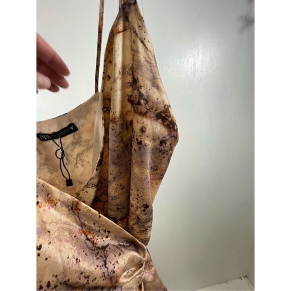Zara NWOT Ivory Tan Wrap Mini Dress Size XS - Picture 2 of 8